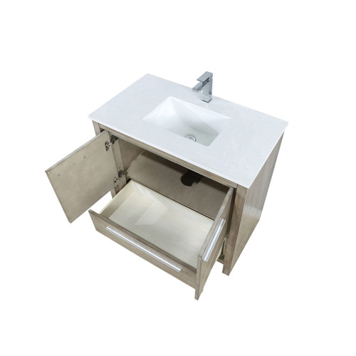 Lexora  LVLF36SRA301 Lafarre 36 in W x 20 in D Rustic Acacia Bath Vanity, Cultured Marble Top and Chrome Faucet Set