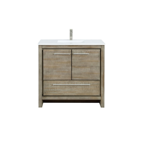 Lexora LVLF36SRA302 Lafarre 36 inch W x 20 in D Rustic Acacia Bath Vanity Cabinet, Cultured Marble Top and Brushed Nickel Faucet Set