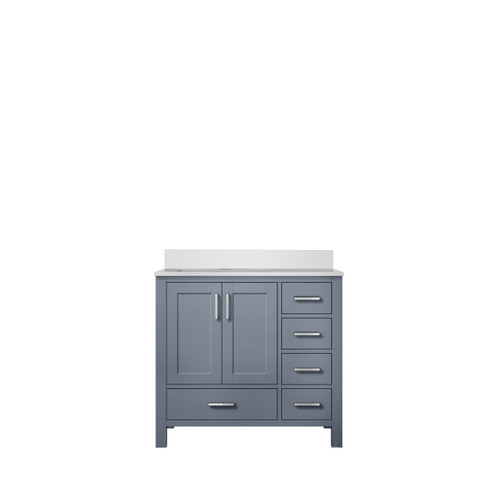 Lexora LVJ36SB300L Jacques 36 in. W Left Offset Dark Grey Bath Vanity Cabinet and Cultured Marble Top