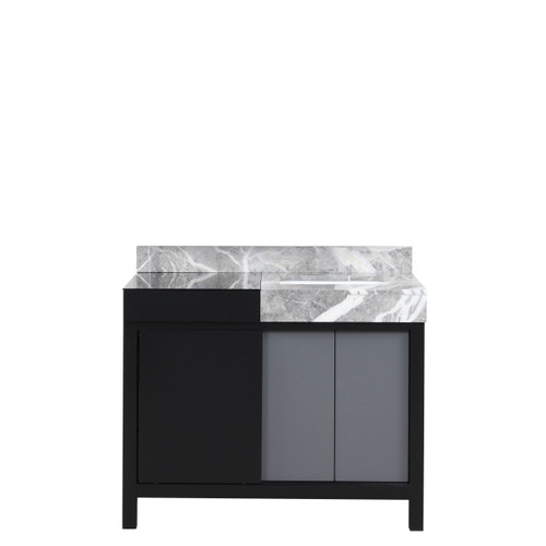Lexora LZ342242SLIS000 Zilara 42 inch W Black and Grey Bath Vanity Cabinet and Castle Grey Marble Top
