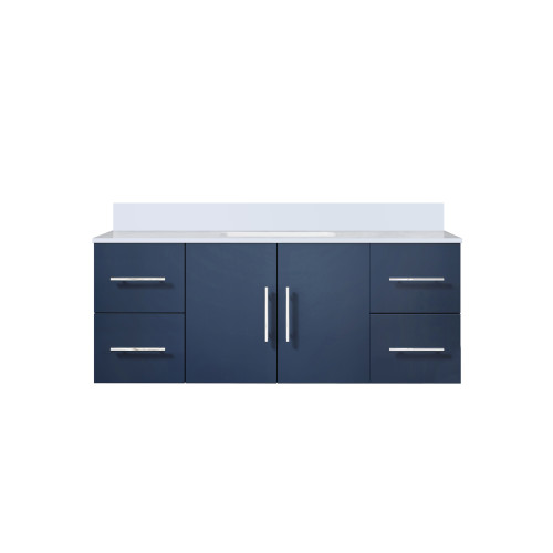 Lexora Geneva 48 in. W Navy Blue Wall Mount Bath Vanity Cabinet and Cultured Marble Top