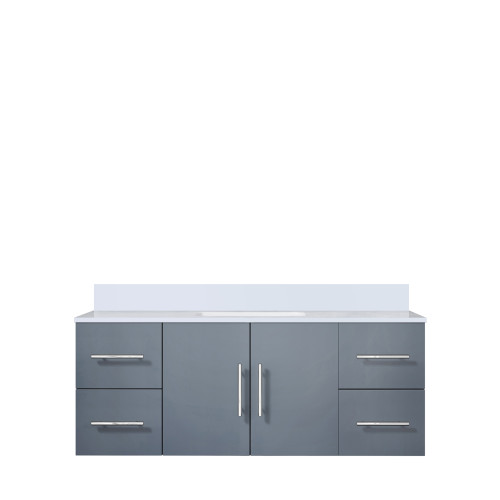 Lexora Geneva 48 in. W Dark Grey Wall Mount Bath Vanity Cabinet and Cultured Marble Top
