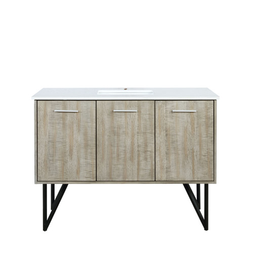 Lexora LLC48SKSOS000 Lancy 48 inch W x 20 in D Rustic Acacia Bath Vanity Cabinet and White Quartz Top