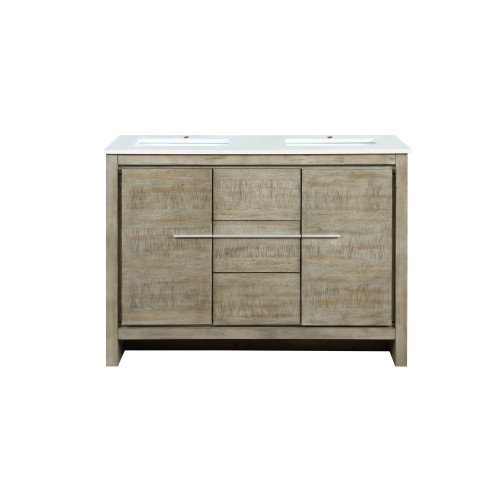 Lexora Lafarre 48 inch W x 20 in D Rustic Acacia Double Sink Vanity Cabinet and Cultured Marble Top