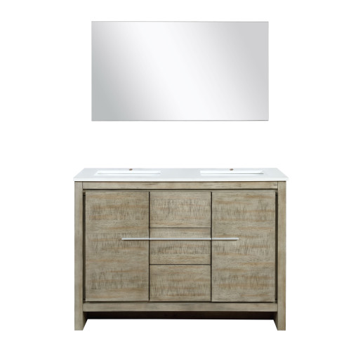 Lexora LVLF48DRA310 Lafarre 48 inch W x 20 in D Rustic Acacia Double Sink Vanity Cabinet, Cultured Marble Top and 43 in Mirror
