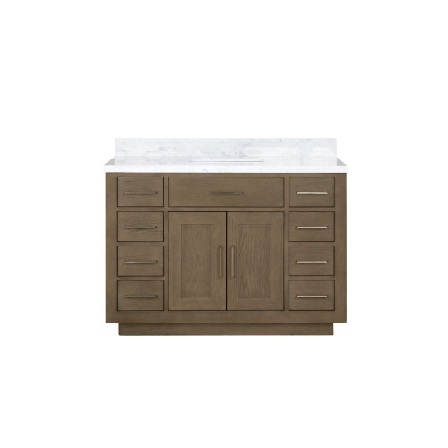 Lexora LVA48SR100 Abbey 48 inch W Grey Oak Vanity Cabinet and Carrara Marble Top