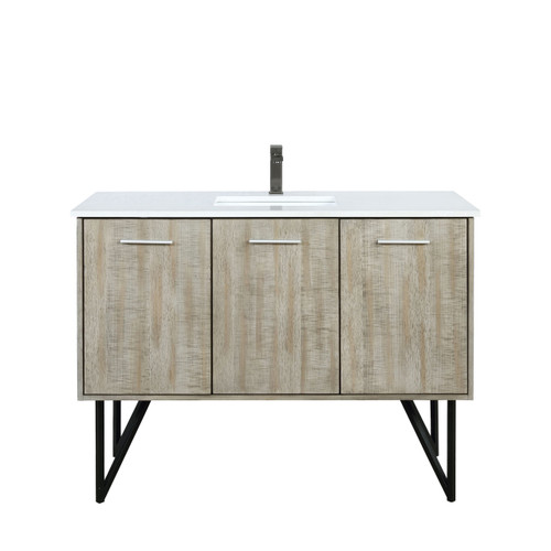 Lexora LVLY48SRA303 Lancy 48 inch W x 20 in D Rustic Acacia Bath Vanity Cabinet, Cultured Marble Top and Gun Metal Faucet Set