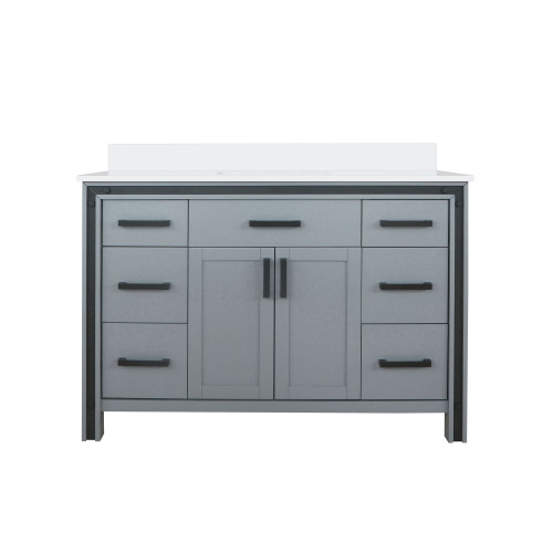 Lexora LVZV48SB200 Ziva 48 inch W Dark Grey Bath Vanity Cabinet and White Quartz Top