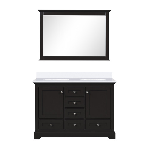 Lexora LVD48DG310 Dukes 48 in. W Espresso Double Sink Vanity Cabinet, Cultured Marble Top, and 46 in. Mirror