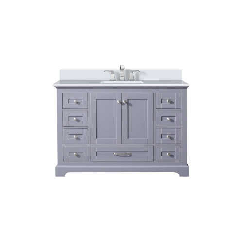 Lexora LVD48SB301 Dukes 48 in. W Dark Grey Vanity Cabinet, Cultured Marble Top, and Faucet Set