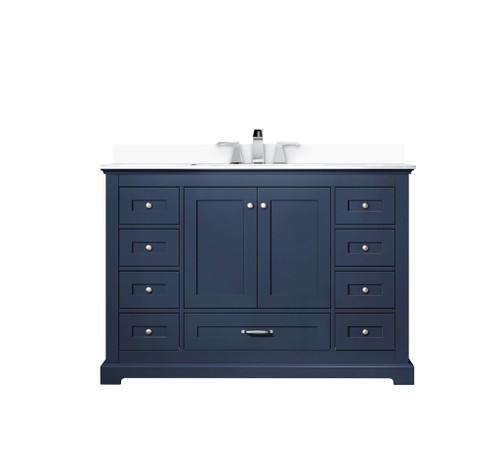 Lexora LVD48SE301 Dukes 48 in. W Navy Blue Vanity Cabinet, Cultured Marble Top, and Faucet Set