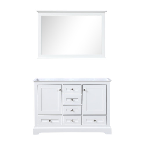 Lexora LD342248DA00M46 Dukes 48 in. W White Double Sink Vanity Cabinet and 46 in. Mirror