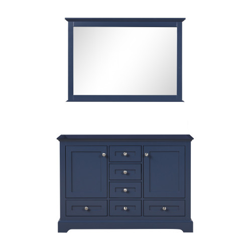 Lexora Dukes 48 in. W Navy Blue Double Sink Vanity Cabinet and 46 in. Mirror