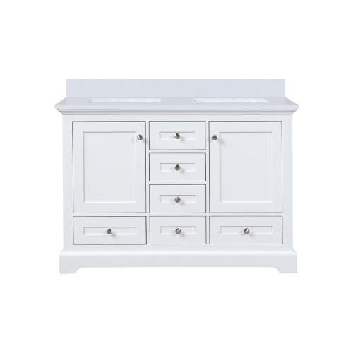 Lexora Dukes 48 in. W White Double Sink Vanity Cabinet and White Quartz Top