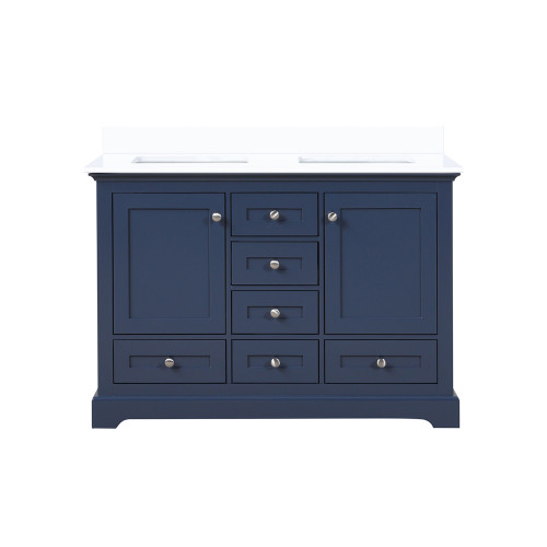 Lexora Dukes 48 in. W Navy Blue Double Sink Vanity Cabinet and Cultured Marble Top
