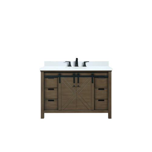 Lexora LVM48SK301 Marsyas 48 inch W Rustic Brown Bath Vanity Cabinet, Cultured Marble Countertop and Faucet Set