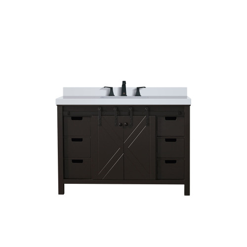 Lexora LVM48SC201 Marsyas 48 inch W Brown Bath Vanity Cabinet, White Quartz Countertop and Faucet Set