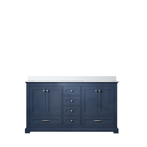 Lexora LVD60DE300 Dukes 60 in. W Navy Blue Double Sink Vanity Cabinet and Cultured Marble Top