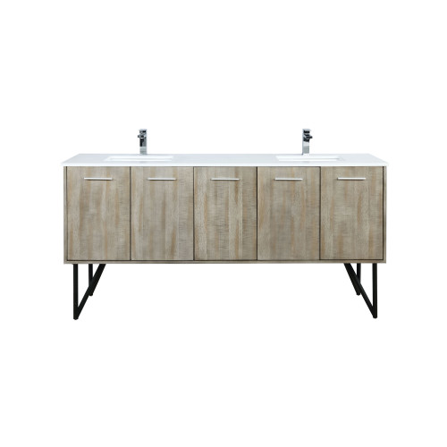 Lexora Lancy 72 inch W x 20 in D Rustic Acacia Double Sink Vanity Cabinet, Cultured Marble Top and Chrome Faucet Set