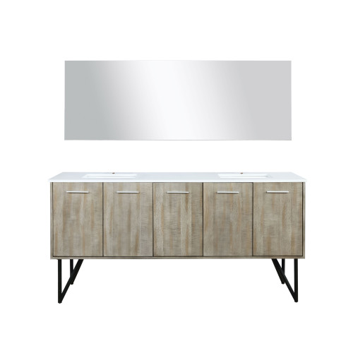 Lexora LVLY72DRA310 Lancy 72 inch W x 20 in D Rustic Acacia Double Sink Vanity Cabinet, Cultured Marble Top and 70 in Mirror