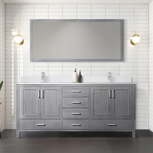 Lexora  LVJ72DD300 Jacques 72 in. W x 22 in. D Distressed Grey Bath Vanity and Cultured Marble Top