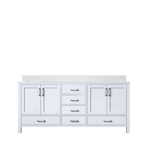 Lexora LVJ72DA300 Jacques 72 in. W White Bath Vanity Cabinet and Cultured Marble Top