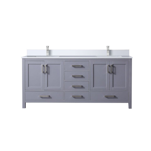 Lexora LVJ72DB301 Jacques 72 in. W Dark Grey Bath Vanity Cabinet, Cultured Marble Top, and Faucet Set