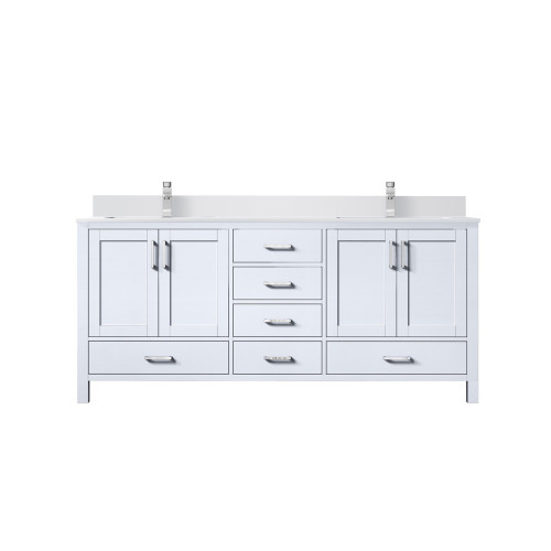 Lexora LVJ72DA301 Jacques 72 in. W White Bath Vanity Cabinet, Cultured Marble Top, and Faucet Set