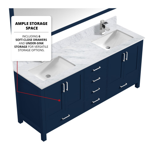 Lexora  LJ342280DE00M30 Jacques 80 in. W x 22 in. D Navy Blue Double Bath Vanity and 30 in. Mirrors