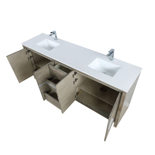 Lexora  LVLF80DRA301 Lafarre 80 in W x 20 in D Rustic Acacia Double Bath Vanity, Cultured Marble Top and Chrome Faucet Set