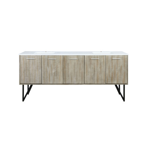 Lexora LLC80DKSOS000 Lancy 80 inch W x 20 in D Rustic Acacia Double Sink Vanity Cabinet and White Quartz Top