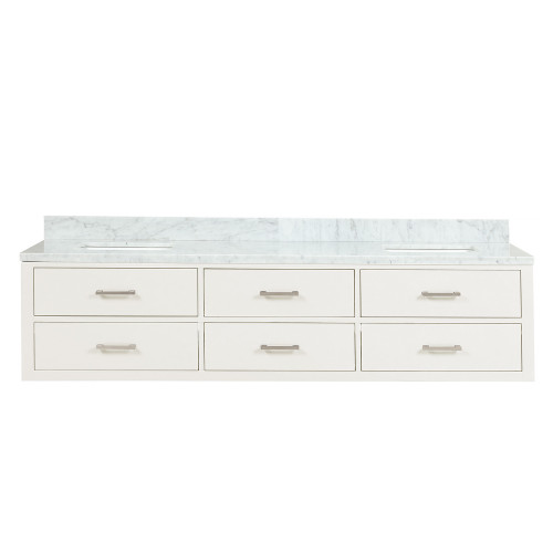 Lexora LVC80DA100 Castor 80 inch W White Double Sink Wall Hung Vanity Cabinet and Carrara Marble Top