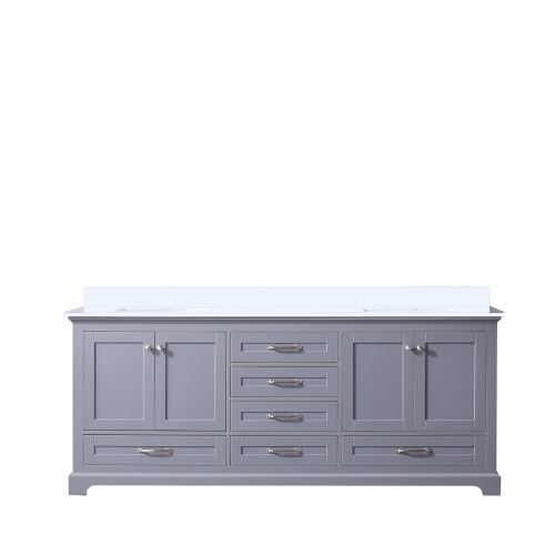 Lexora Dukes 80 in. W Dark Grey Double Sink Vanity Cabinet and Cultured Marble Top