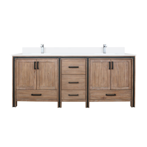 Lexora LVZV80DN301 Ziva 80 inch W Rustic Barnwood Double Sink Vanity Cabinet, Cultured Marble Top and Faucet Set