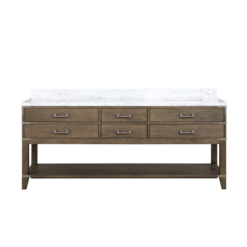 Lexora LVN80DR100 Norwalk 80 inch W Grey Oak Double Sink Vanity Cabinet and Carrara Marble Top