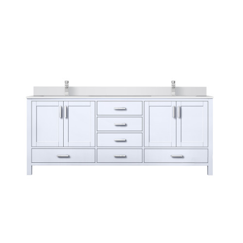 Lexora LVJ80DA201 Jacques 80 in. W White Double Sink Vanity Cabinet, White Quartz Top, and Faucet Set