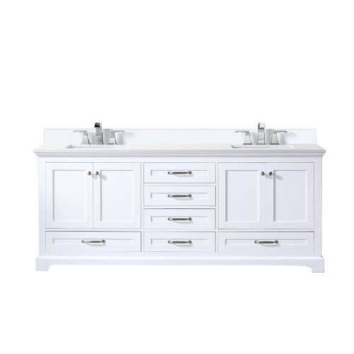 Lexora LVD80DA301 Dukes 80 in. W White Double Sink Vanity Cabinet, Cultured Marble Top, and Faucet Set