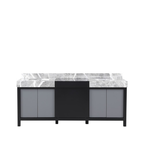 Lexora Zilara 80 inch W Black and Grey Double Sink Vanity Cabinet and Castle Grey Marble Top