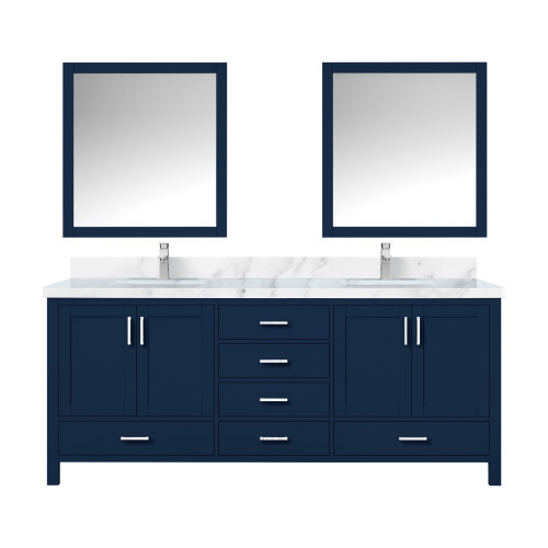 Lexora LJ342280DEDSM30F Jacques 80 in. W Navy Blue Double Sink Vanity Cabinet, Carrara Marble Top, Faucet Set, and 30 in. Mirrors Lexora LJ342280DEDSM30F Jacques 80 in. W Navy Blue Double Sink Vanity Cabinet, Carrara Marble Top, Faucet Set, and 30 in. Mirrors