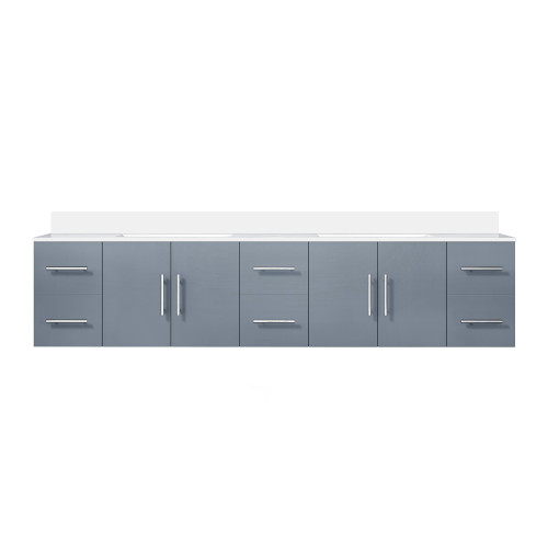 Lexora LVG84DB300 Geneva 84 in. W Dark Grey Wall Mount Double Sink Vanity Cabinet and Cultured Marble Top