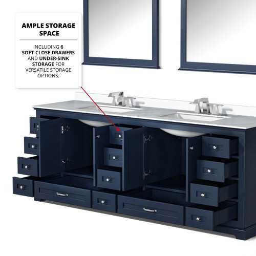 Lexora  LVD84DE300 Dukes 84 in. W x 22 in. D Navy Blue Double Bath Vanity and Cultured Marble Top