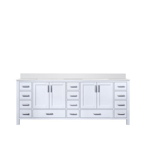 Lexora LVJ84DA300 Jacques 84 in. W White Bath Vanity Cabinet and Cultured Marble Top