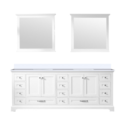 Lexora LVD84DA310 Dukes 84 in. W White Double Sink Vanity Cabinet, Cultured Marble Top, and 34 in. Mirrors