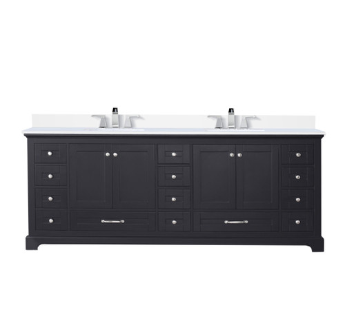 Lexora LVD84DG301 Dukes 84 in. W Espresso Double Sink Vanity Cabinet, Cultured Marble Top, and Faucet Set