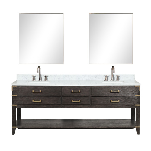 Lexora LVN84DK111 Norwalk 84 inch W Brown Oak Double Sink Vanity Cabinet, Carrara Marble Top, Faucet Set, and 36 in Mirrors Lexora LVN84DK111 Norwalk 84 inch W Brown Oak Double Sink Vanity Cabinet, Carrara Marble Top, Faucet Set, and 36 in Mirrors