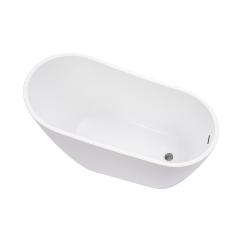 Vanity Art  VA6522-L-BN 67" x 32" Freestanding Acrylic Soaking Bathtub - White/Brushed Nickel Trim