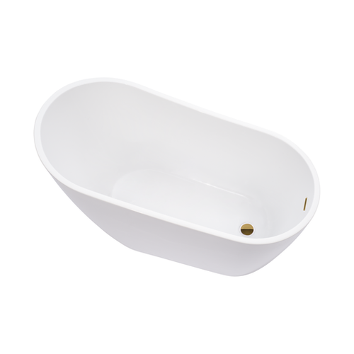 Vanity Art  VA6522-L-TG 67" x 32" Freestanding Acrylic Soaking Bathtub - White/Titanium Gold Trim