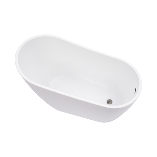 Vanity Art  VA6522-S-BN 55" x 28" Freestanding Acrylic Soaking Bathtub - White/Brushed Nickel Trim