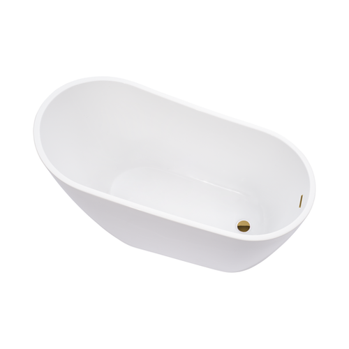 Vanity Art  VA6522-S-TG 55" x 28" Freestanding Acrylic Soaking Bathtub - White/Titanium Gold Trim