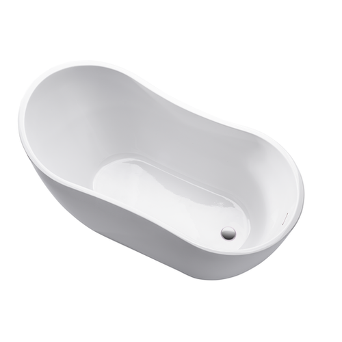 Vanity Art  VA6525-PC 54" x 28" Freestanding Acrylic Soaking Bathtub - White/Polished Chrome Trim